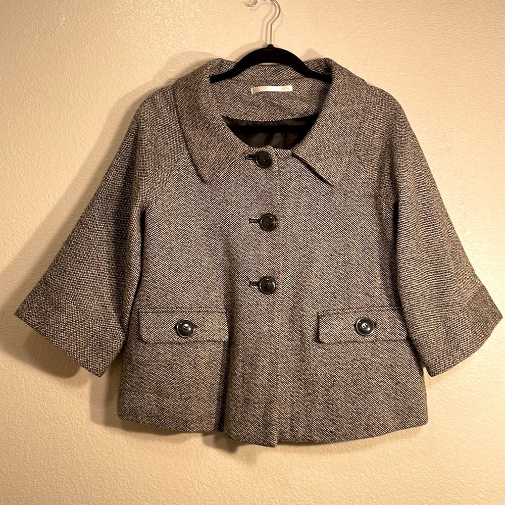 q.b.a Elegant Wool Blend Tweed 3 Button Coat / Jacket M